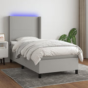 Boxspring met matras 90x190 cm lichtgrijs