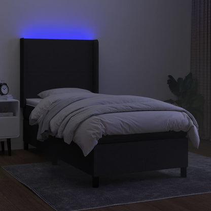 Boxspring Met Matras En Led Stof Zwart 90 x 190 cm Effen ontwerp