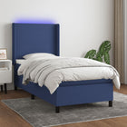 Boxspring Met Matras En Led Stof Blauw 90 x 190 cm Effen ontwerp