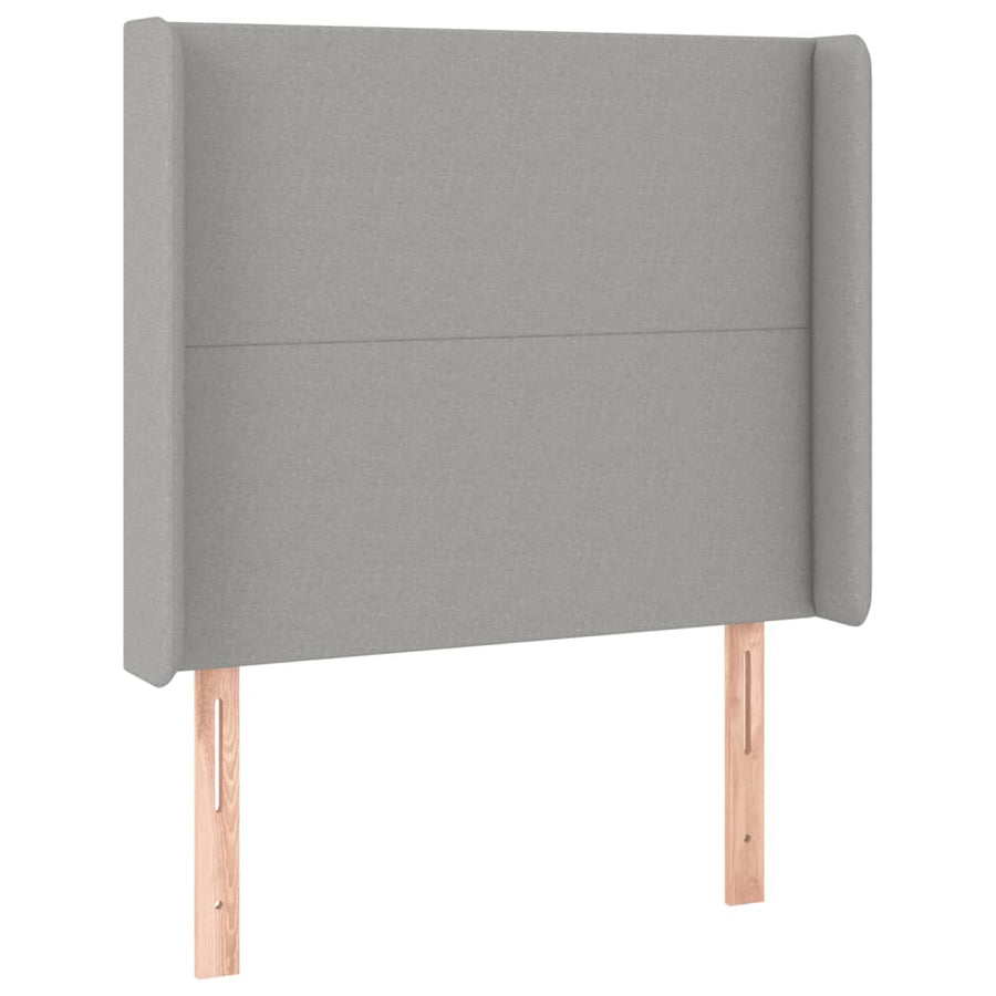 Boxspring met matras en LED stof lichtgrijs 90x200 cm 90 x 200 cm Effen ontwerp