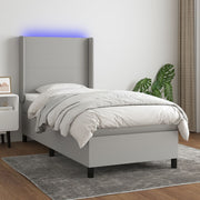 Boxspring 90x200 cm lichtgrijs met matras en LED