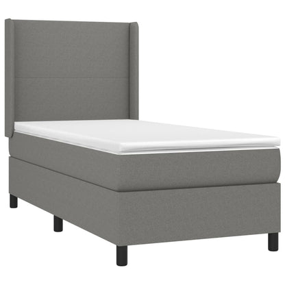 Boxspring Met Matras En Led Stof Donkergrijs 100 x 200 cm Effen ontwerp