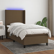 Boxspring 100x200 cm donkerbruin met matras en LED