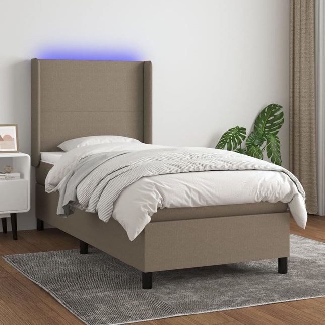 Boxspring met matras en LED stof taupe 100x200 cm 100 x 200 cm Taupe