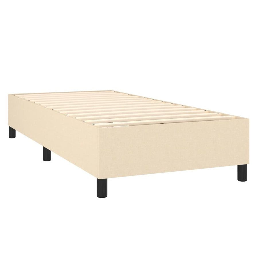 Boxspring met matras en LED stof crèmekleurig 100x200 cm 100 x 200 cm Effen ontwerp