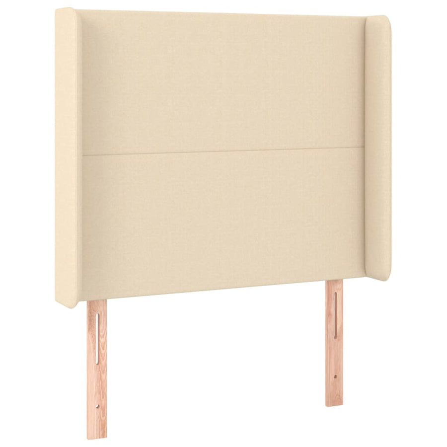 Boxspring met matras en LED stof crèmekleurig 100x200 cm 100 x 200 cm Effen ontwerp
