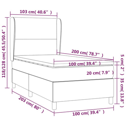 Boxspring met matras en LED stof crèmekleurig 100x200 cm 100 x 200 cm Effen ontwerp