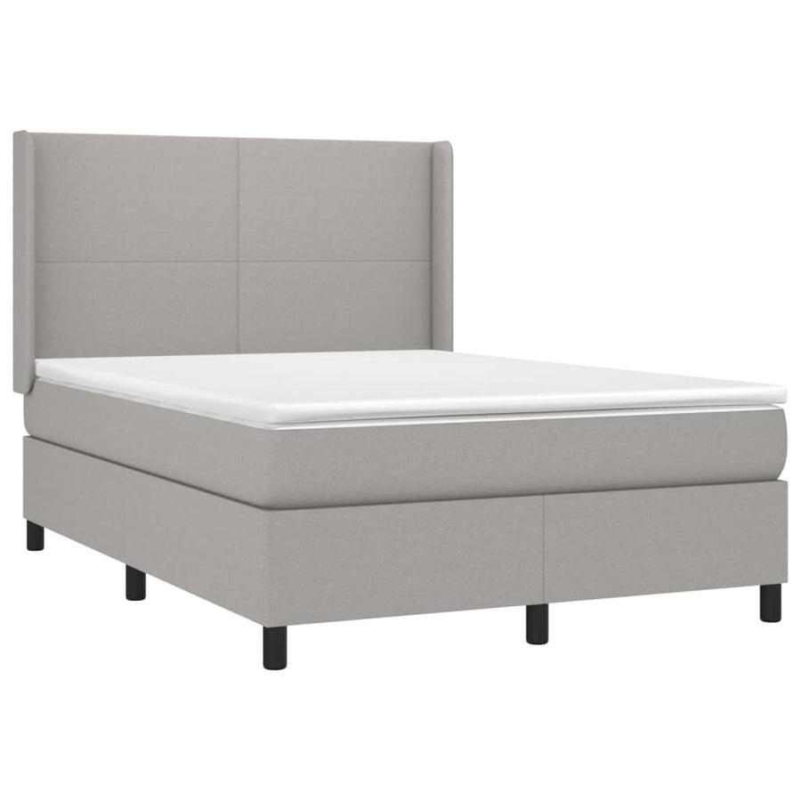 Boxspring met matras en LED stof lichtgrijs 140x190 cm 140 x 190 cm Lichtgrijs