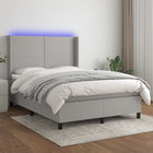 Boxspring met matras en LED stof lichtgrijs 140x190 cm 140 x 190 cm Lichtgrijs