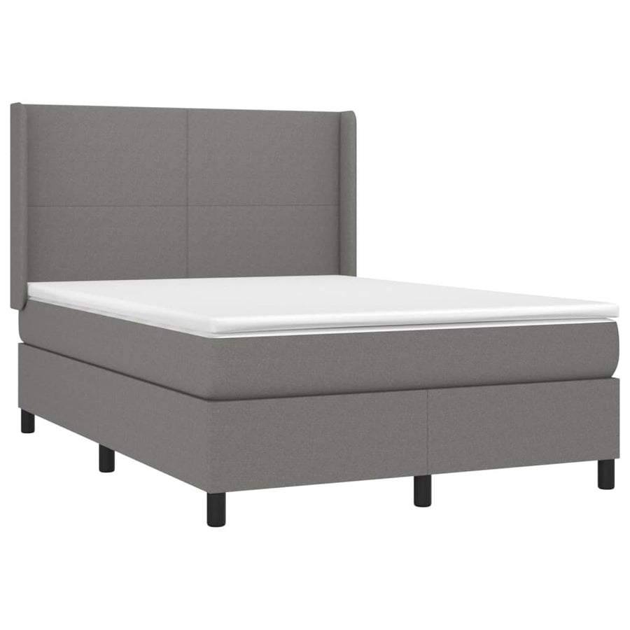 Boxspring Met Matras En Led Stof Donkergrijs 140 x 190 cm Effen ontwerp