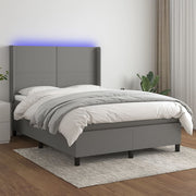 Boxspring 140x200 cm donkergrijs met matras en LED