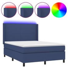 Boxspring Met Matras En Led Stof Blauw 140 x 200 cm Effen ontwerp