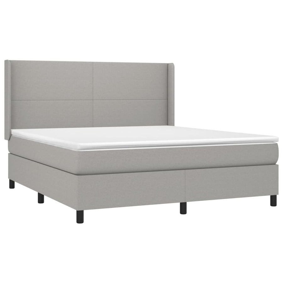 Boxspring met matras en LED stof lichtgrijs 160x200 cm 160 x 200 cm Effen ontwerp
