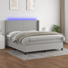 Boxspring met matras en LED stof lichtgrijs 160x200 cm 160 x 200 cm Effen ontwerp