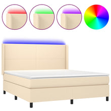 Boxspring Met Matras En Led Stof Kleurig Crème 160 x 200 cm Effen ontwerp