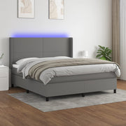 Boxspring met matras en LED 180x200 cm donkergrijs