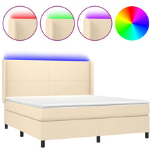 Boxspring Met Matras En Led Stof Crèmekleurig 180X200 Cm 180 x 200 cm Effen ontwerp