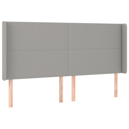 Boxspring met matras en LED stof lichtgrijs 200x200 cm 200 x 200 cm Lichtgrijs