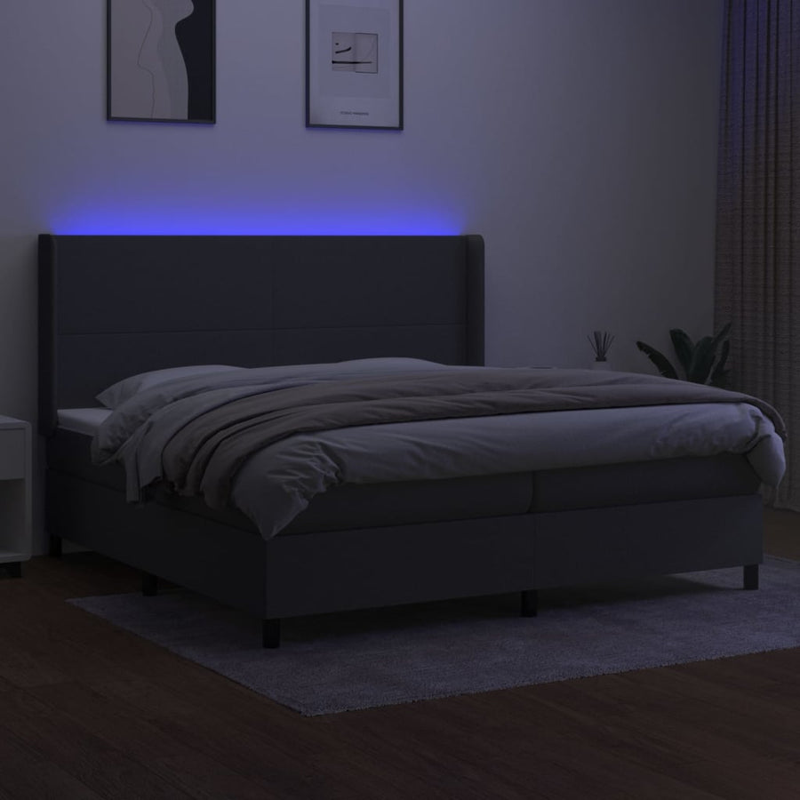 Boxspring Met Matras Stof Donkergrijs 200 x 200 cm Effen ontwerp