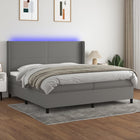 Box spring with dark gray fabric mattress 200x200 cm