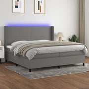 Boxspring met matras 200x200 cm donkergrijs