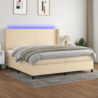 Boxspring met matras en LED crèmekleurig 200x200 cm