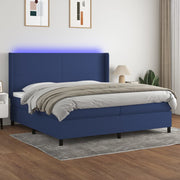 Boxspring met matras en LED 200x200 cm blauw