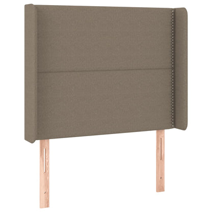 Boxspring met matras en LED stof taupe 90x190 cm 90 x 190 cm Effen met spijkers