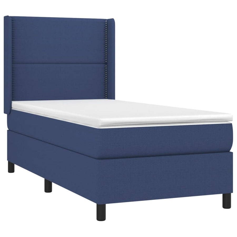 Boxspring Met Matras En Led Stof Blauw 90 x 190 cm Effen met spijkers