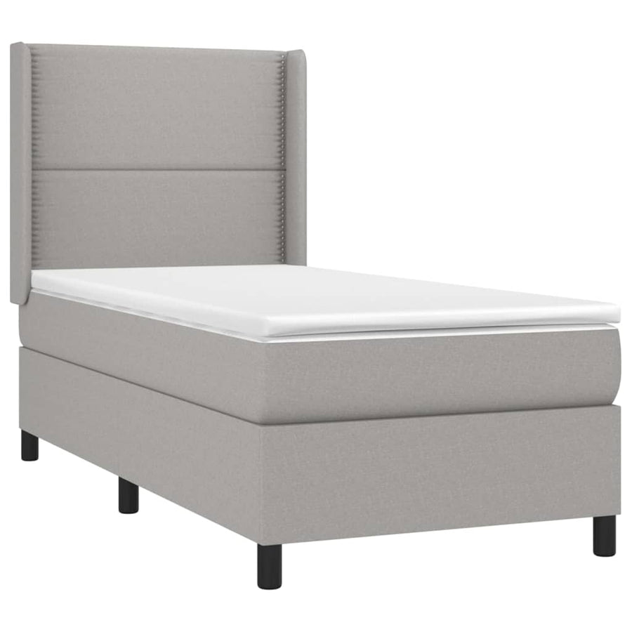 Boxspring met matras en LED stof lichtgrijs 90x200 cm 90 x 200 cm Lichtgrijs