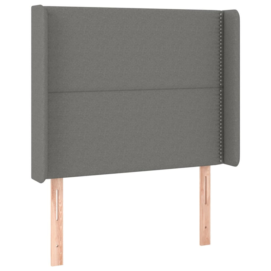 Boxspring Met Matras En Led Stof Donkergrijs 90 x 200 cm Effen met spijkers