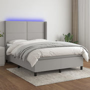 Boxspring met matras en LED 140x190 cm lichtgrijs