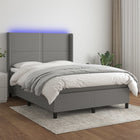 Boxspring Met Matras En Led Stof Donkergrijs 140 x 190 cm Effen met spijkers