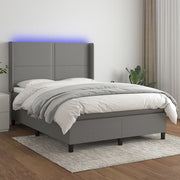 Boxspring 140x190 cm donkergrijs met matras en LED