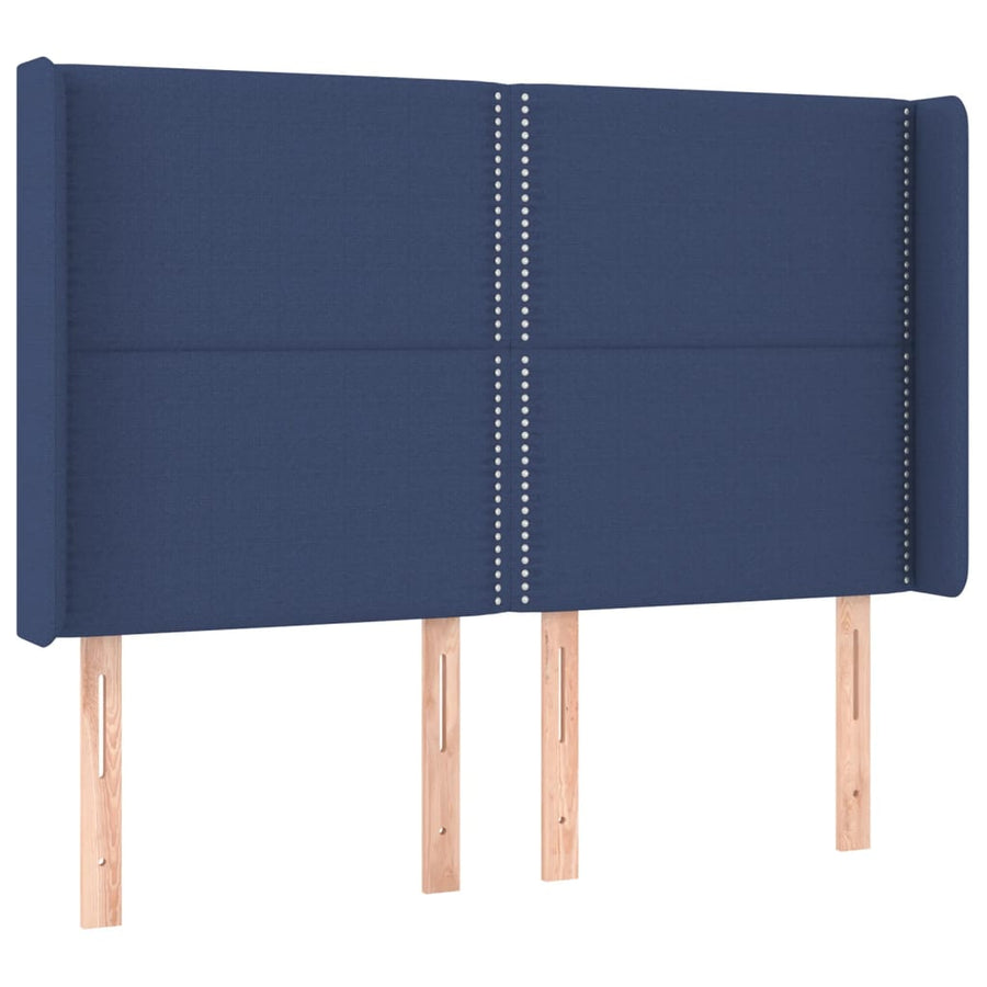 Boxspring Met Matras En Led Stof Blauw 140 x 190 cm Effen met spijkers