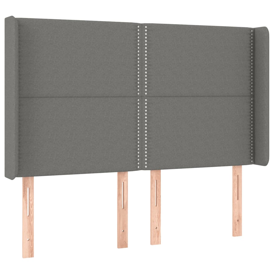 Boxspring Met Matras En Led Stof Donkergrijs 140 x 200 cm Effen met spijkers