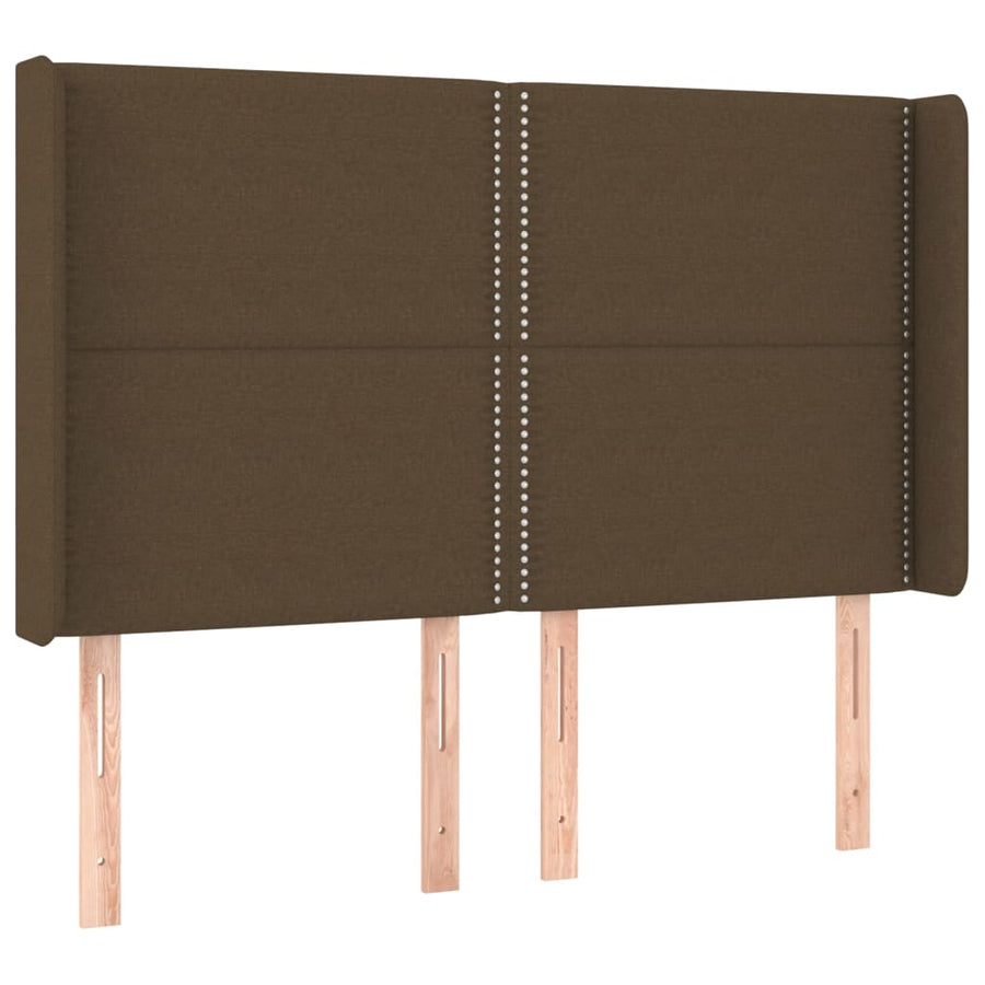 Boxspring Met Matras En Led Stof Donkerbruin 140 x 200 cm Effen met spijkers