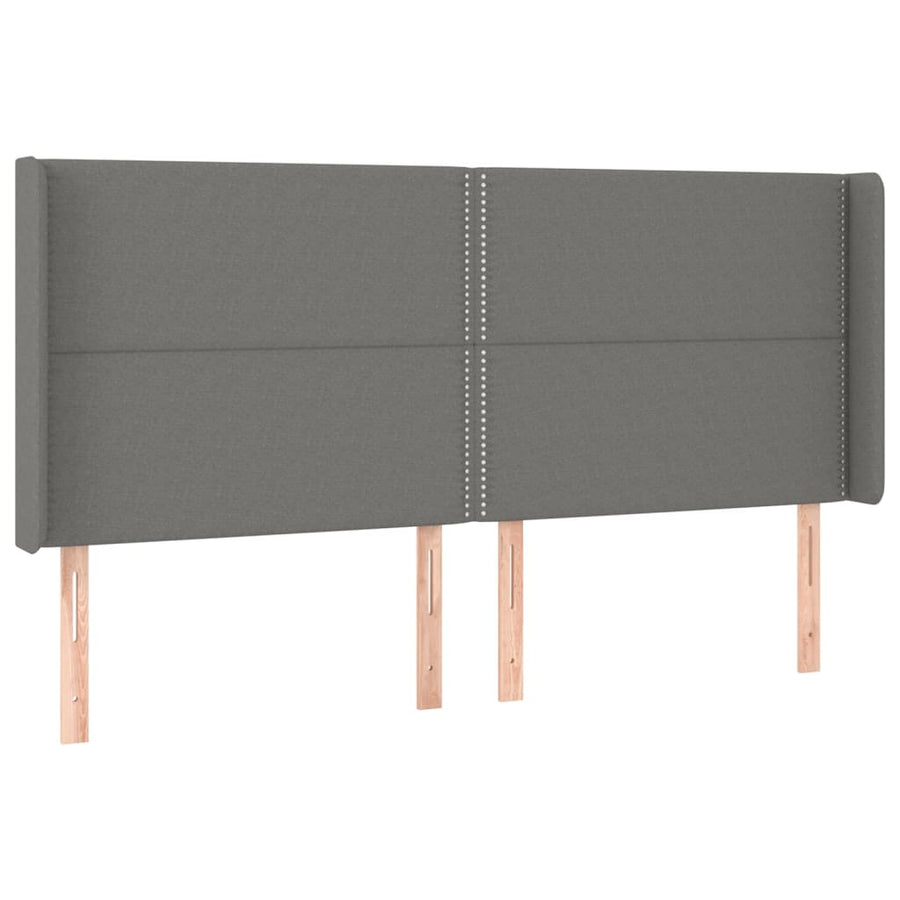 Boxspring Met Matras En Led Stof Donkergrijs 180 x 200 cm Effen met spijkers