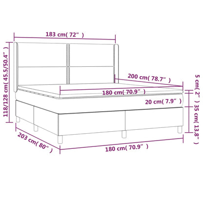 Boxspring Met Matras En Led Stof Zwart 180 x 200 cm Effen met spijkers