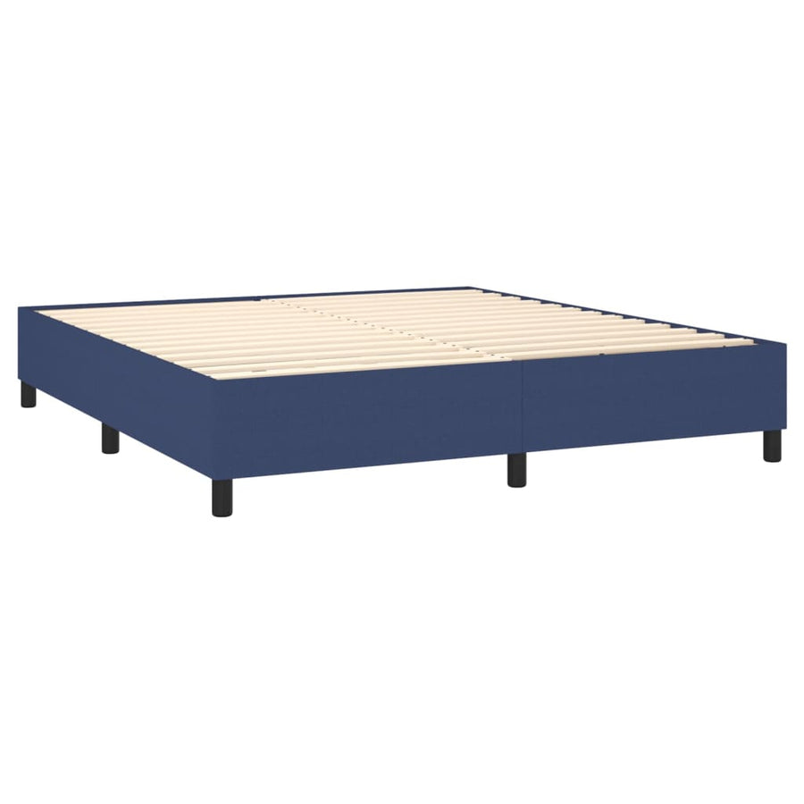 Boxspring Met Matras En Led Stof Blauw 180 x 200 cm Effen met spijkers