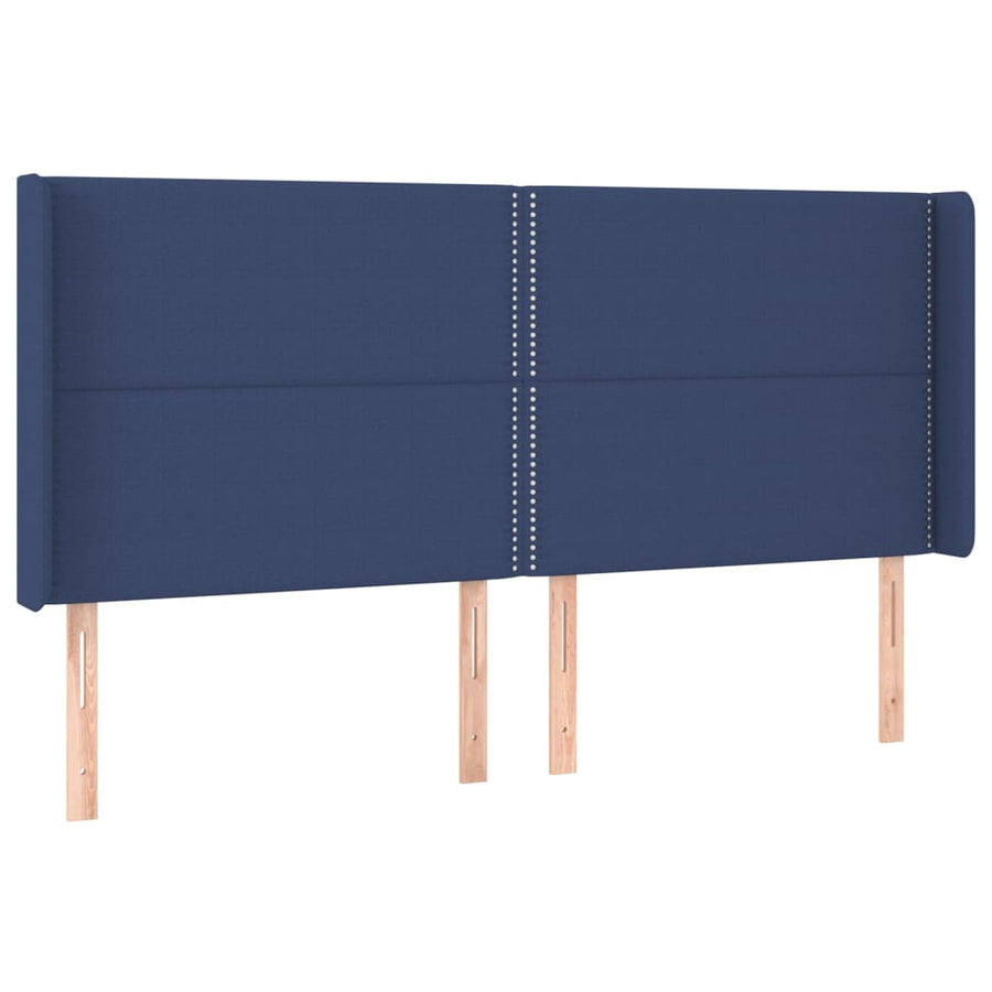 Boxspring Met Matras En Led Stof Blauw 180 x 200 cm Effen met spijkers