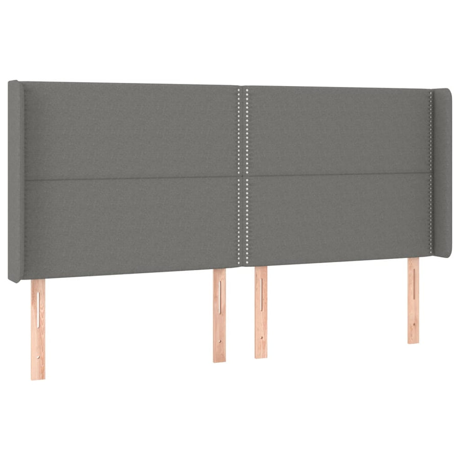 Boxspring Met Matras En Led Stof Donkergrijs 200 x 200 cm Effen met spijkers