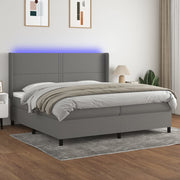 Boxspring met matras en LED 200x200 cm donkergrijs