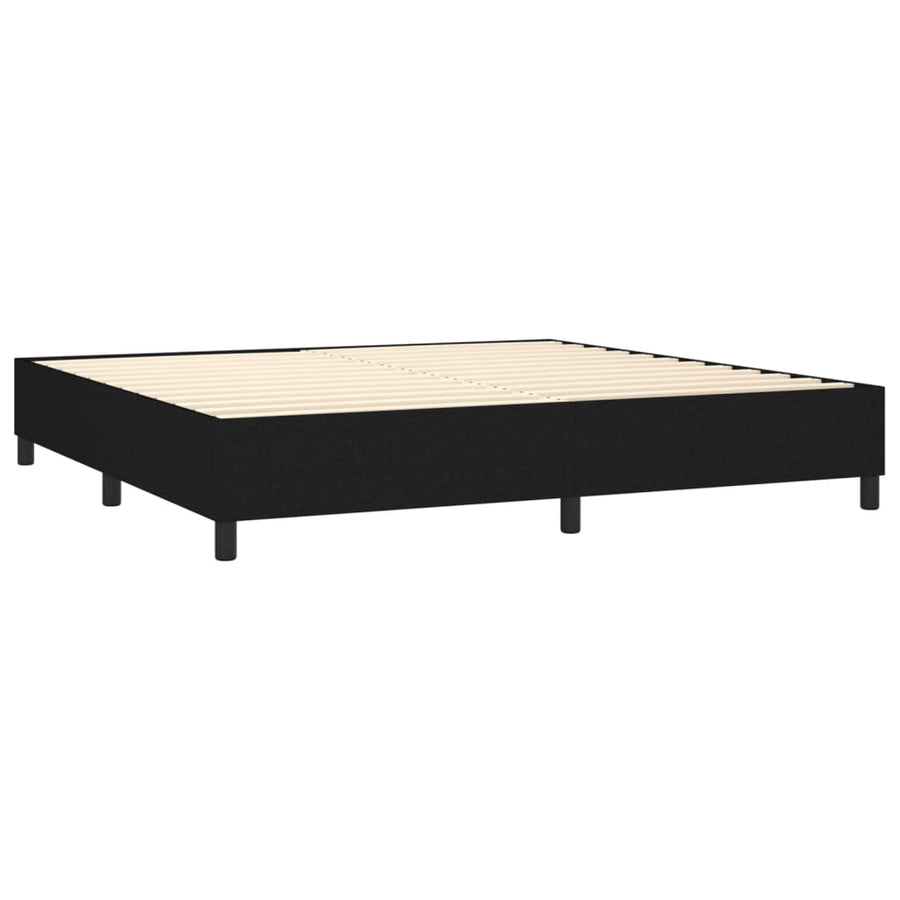 Boxspring Met Matras En Led Stof Zwart 200 x 200 cm Effen met spijkers