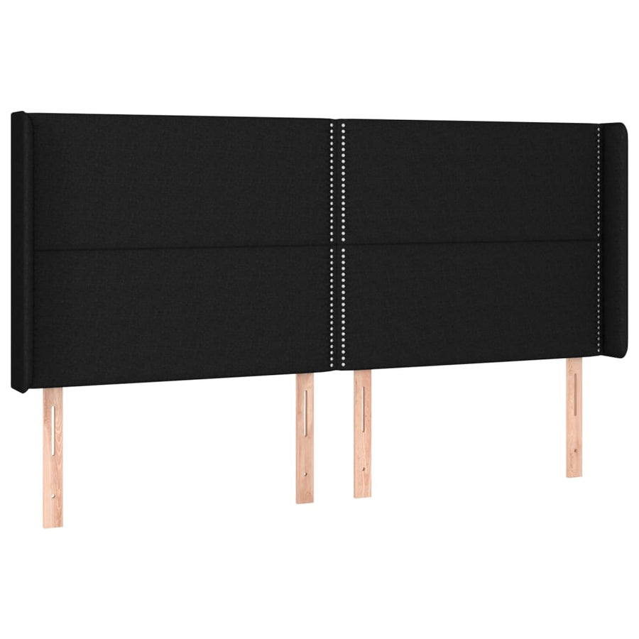 Boxspring Met Matras En Led Stof Zwart 200 x 200 cm Effen met spijkers