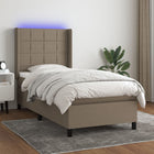 Boxspring 80x200 cm taupe met matras en LED