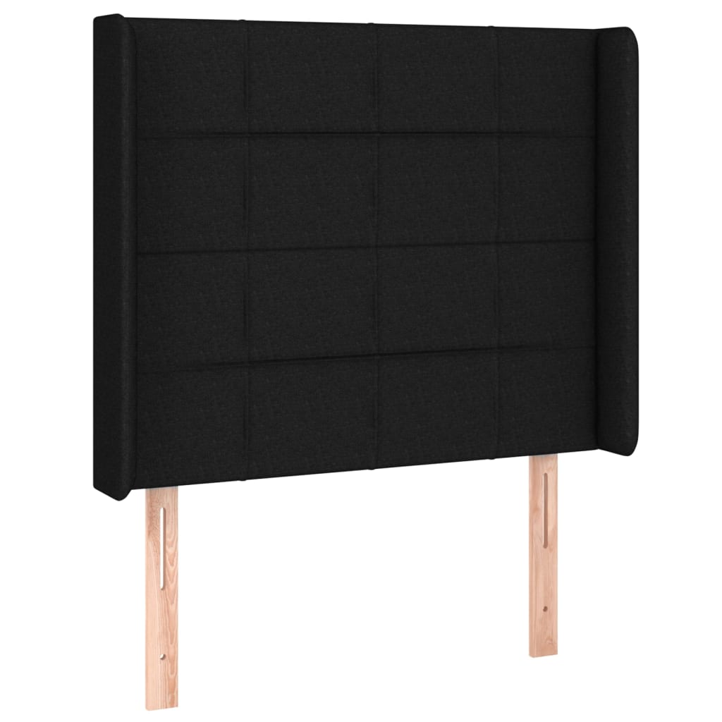 Boxspring Met Matras En Led Stof Zwart 90 x 190 cm Blok met vierkanten