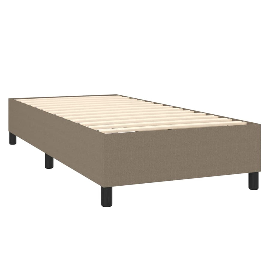 Boxspring Met Matras En Led Stof Taupe 90 x 190 cm Blok met vierkanten