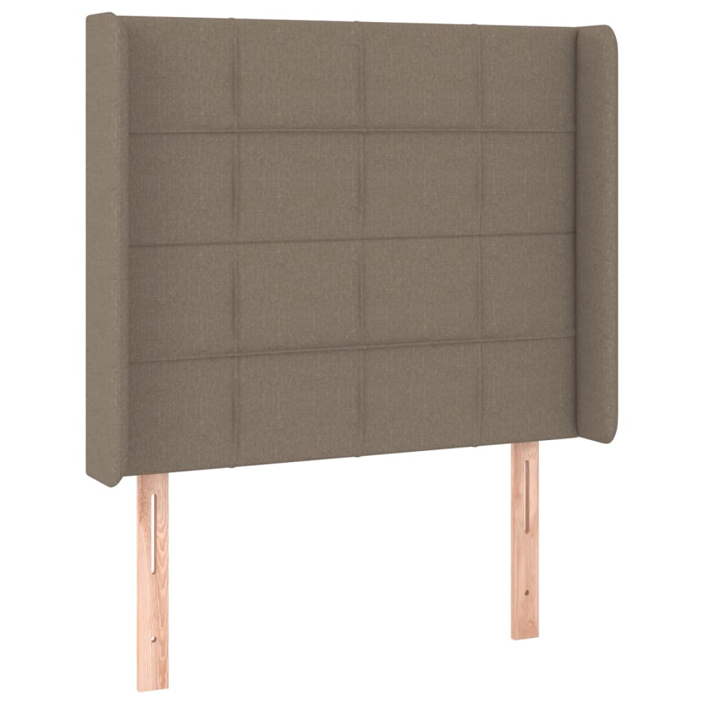 Boxspring Met Matras En Led Stof Taupe 90 x 190 cm Blok met vierkanten