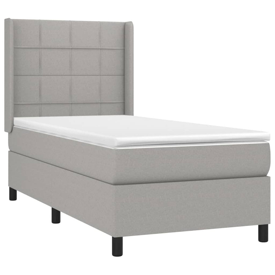 Boxspring met matras en LED stof lichtgrijs 100x200 cm 100 x 200 cm Lichtgrijs